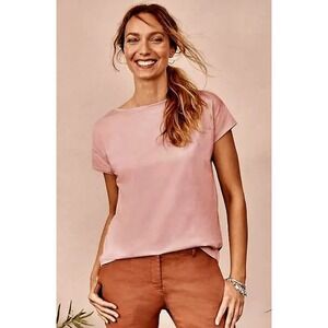 J. Jill Luxe Supima Relaxed Tee Basic‎ Everyday Minimalist Pink Medium